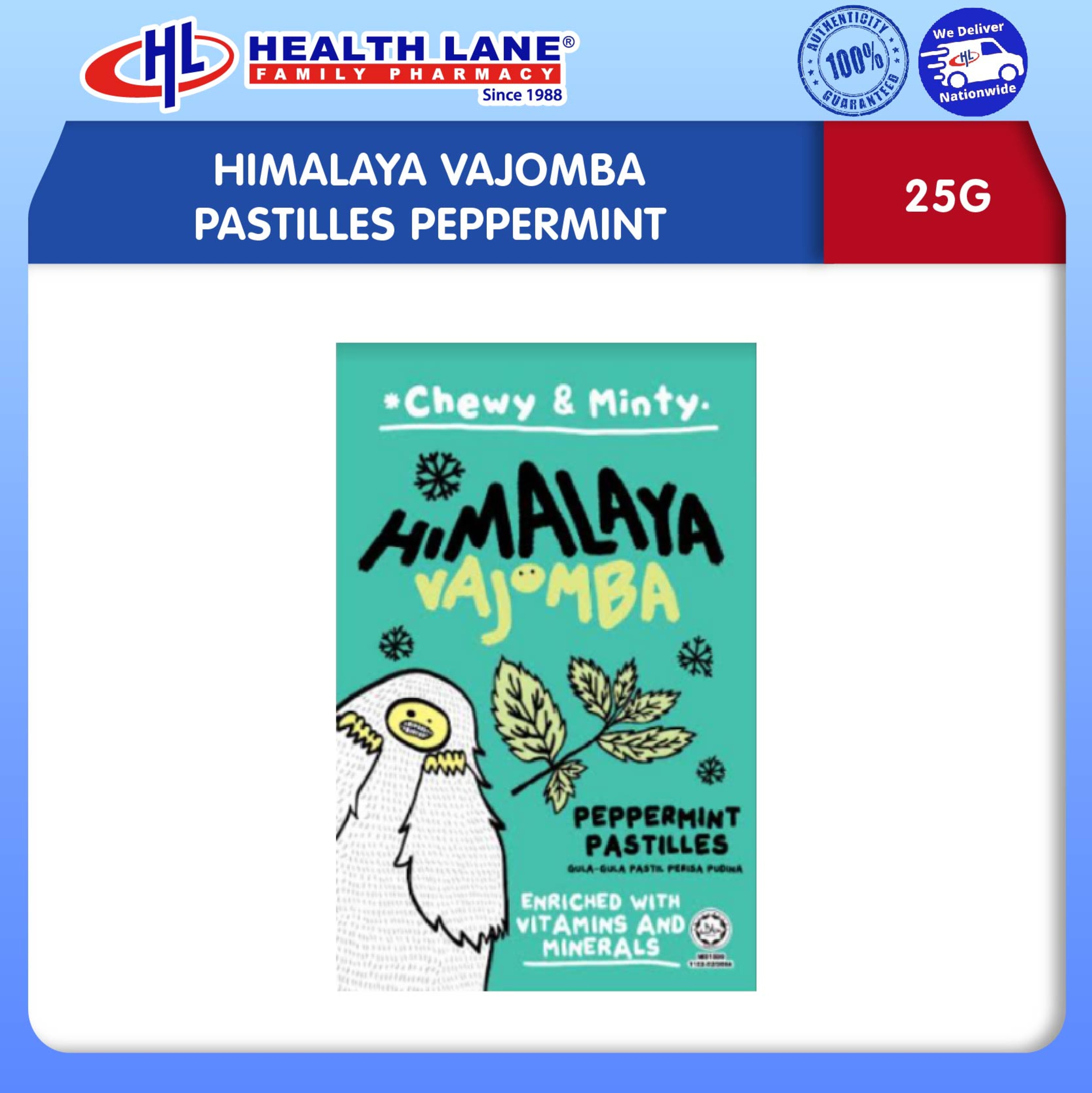 HIMALAYA VAJOMBA PASTILLES PEPPERMINT 25G